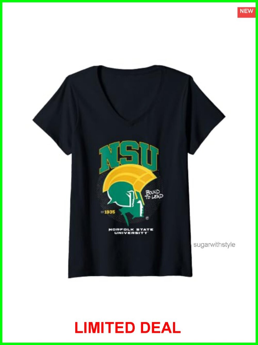 Womens V-Neck T-Shirt Norfolk State Spartans NCAA Fan Tee